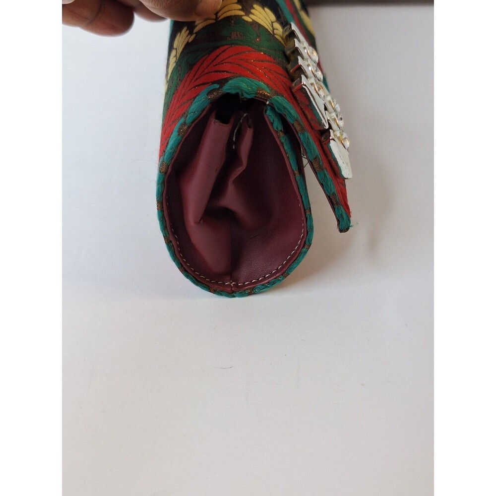 Vintage Rectangle Fun Party Paisley Metallic Small Clutch Handbag Old Money 90's - Picture 4 of 12
